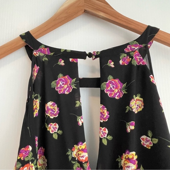 Torrid Black floral Ruffled Halter Sundress cold shoulder chiffon dress sz 30 - Picture 9 of 13